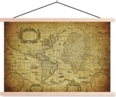 Carte du monde historique sur plaque scolaire - Ancienne - Lattes plates Vintage 60x40 cm - Affiche textile