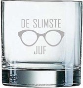 Gegraveerde Whiskeyglas 38cl De slimste Juf