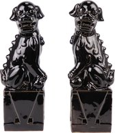 Zwarte Chinese Tempel Leeuwen Fu Dogs 2 stuks 9 x 12 x 27 cm