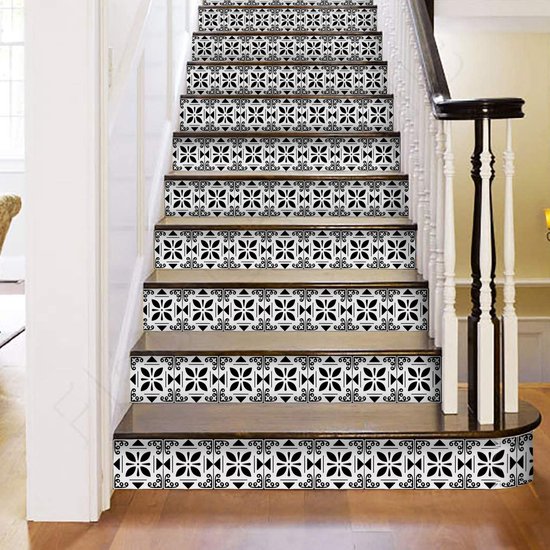 Ulticool Décoration Stickers carrelages - Bloem Zwart Wit - Cuisine cm - 15 pièces