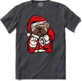 Bulldog kerstman - T-Shirt - Dames - Mouse Grey - Maat S