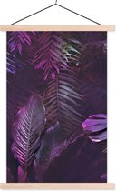 Posterhanger incl. Poster 40x60 cm - Schoolplaat - Jungle - Bladeren - Paars - Groen - Jongens - Meisjes - Kinderen - Textielposter - Blanke latten