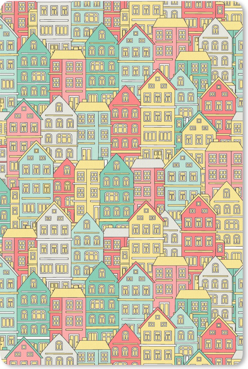 Muismat - Mousepad - Huis - Patronen - Pastel - 18x27 cm - Muismatten