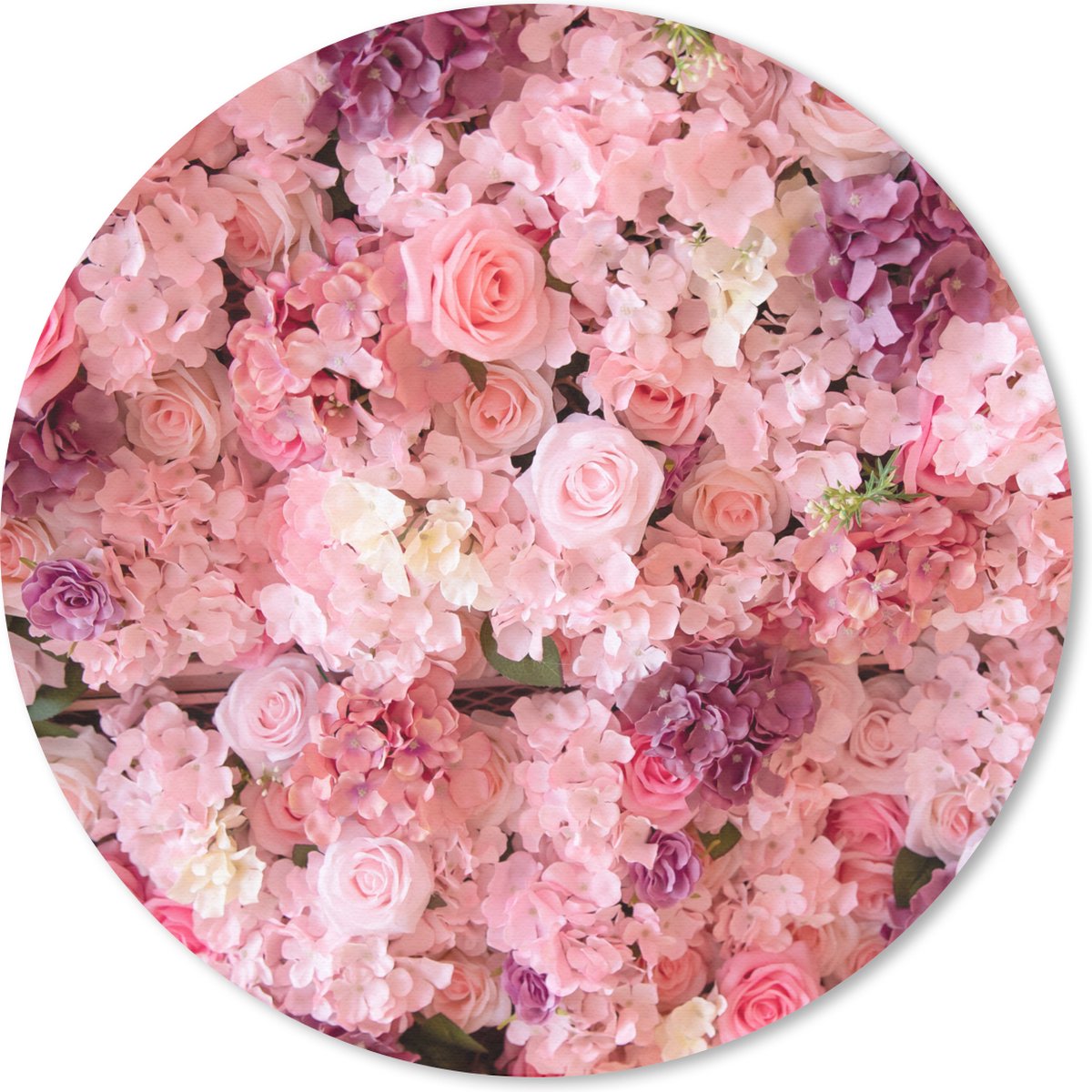 Muismat rond 30x30 cm - Mousepad Bloemen - Roze - Rozen - Ronde muismatten