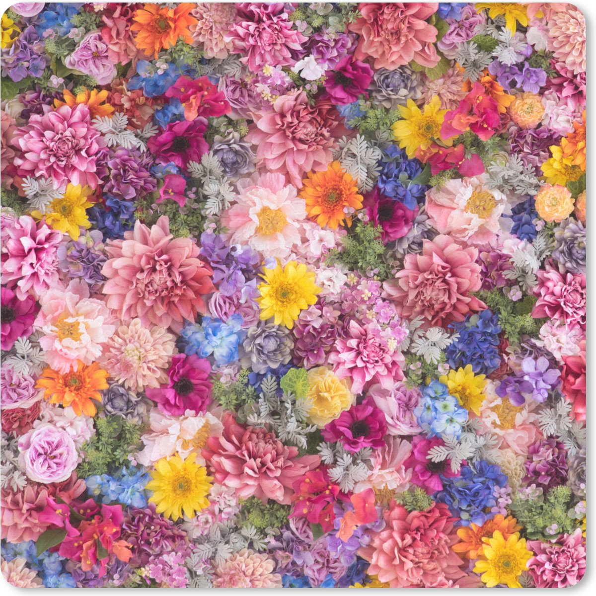 Muismat 30x30 cm - Mousepad Bloemen - Kleuren - Collage - Muismatten