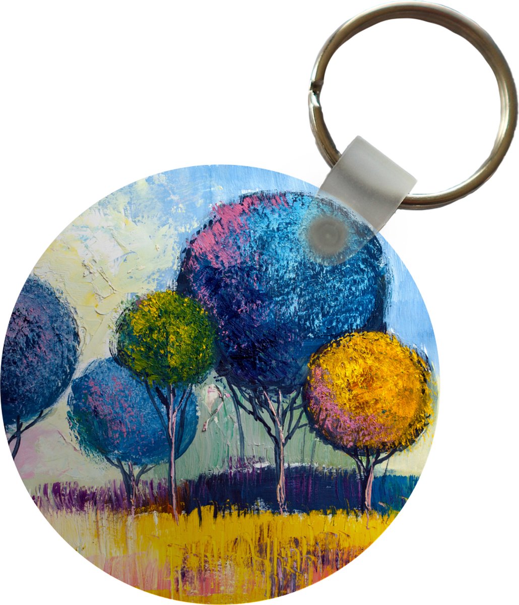Sleutelhanger - Schilderij - Olieverf - Boom - Natuur - Plastic - Rond - Uitdeelcadeautjes