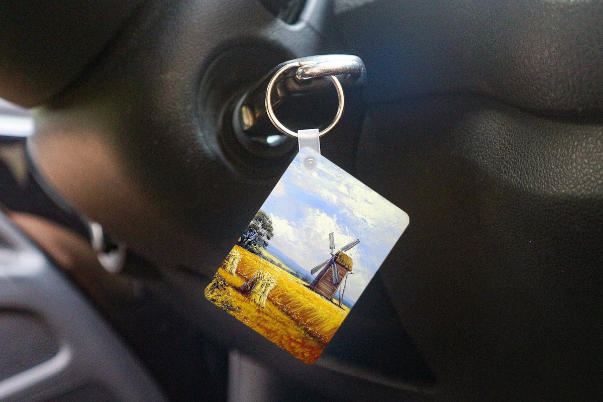 Sleutelhanger - Schilderij - Boerderij - Molen - Olieverf - Uitdeelcadeautjes - Plastic