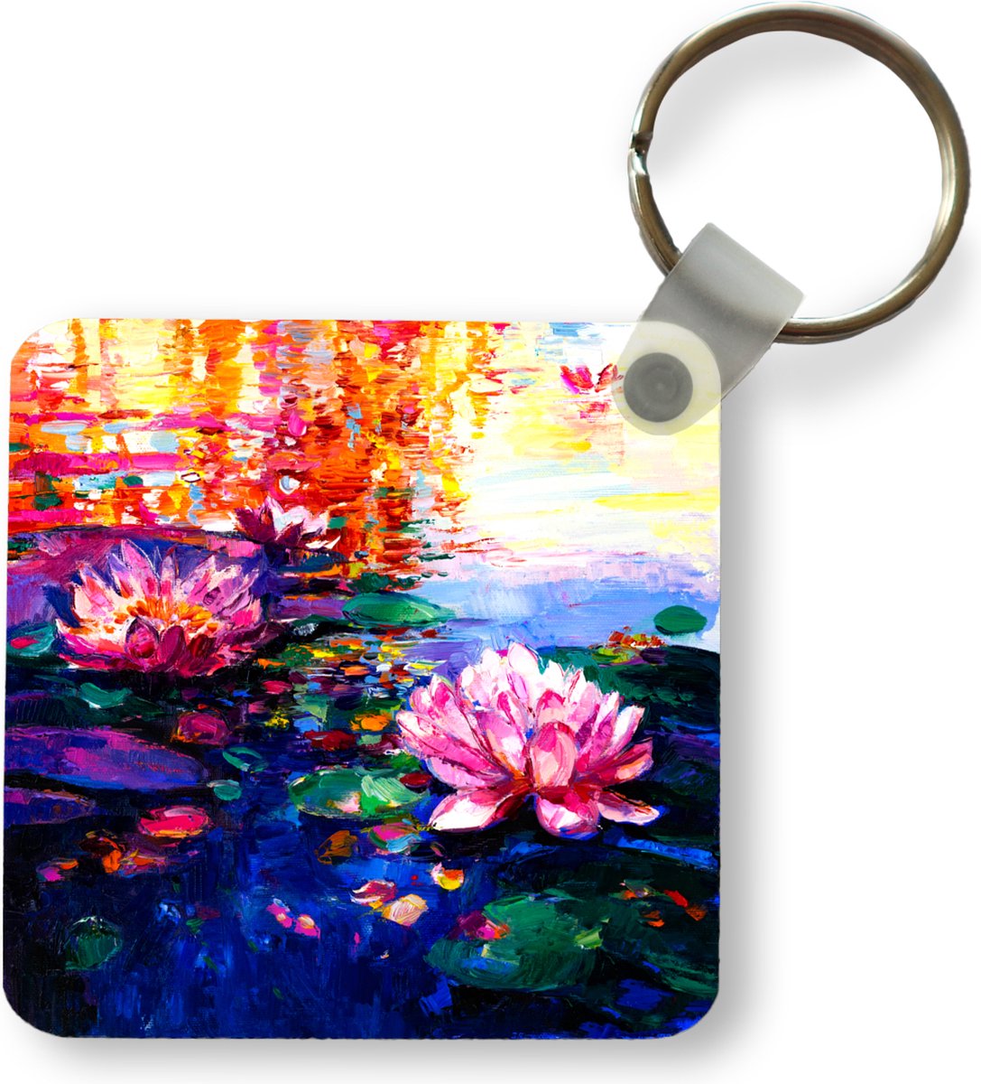 Sleutelhanger - Uitdeelcadeautjes - Schilderij - Olieverf - Waterlelie - Water - Plastic