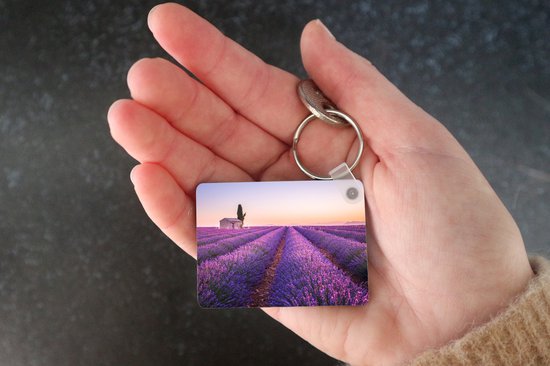 Porte-clés - Lavande - Coucher de soleil - Violet - Fleurs - Cadeaux - Plastique