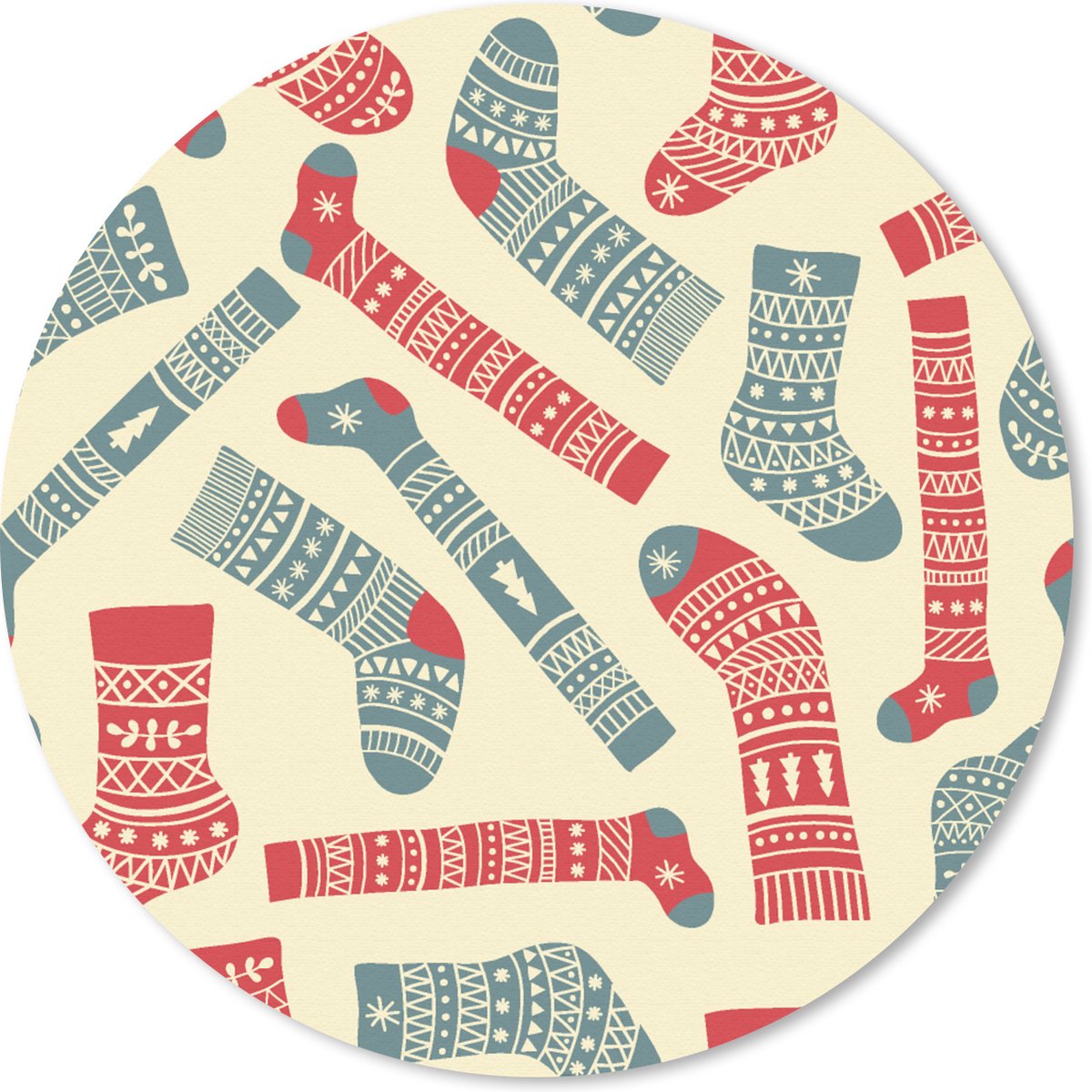 Muismat rond 20x20 cm - Mousepad Kerst - Sokken - Patronen - Ronde muismatten