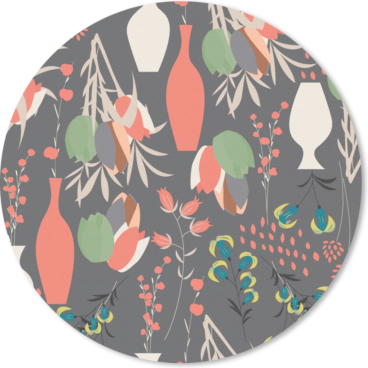 Muismat rond 40x40 cm - Mousepad Boeket - Bloemen - Patronen - Ronde muismatten