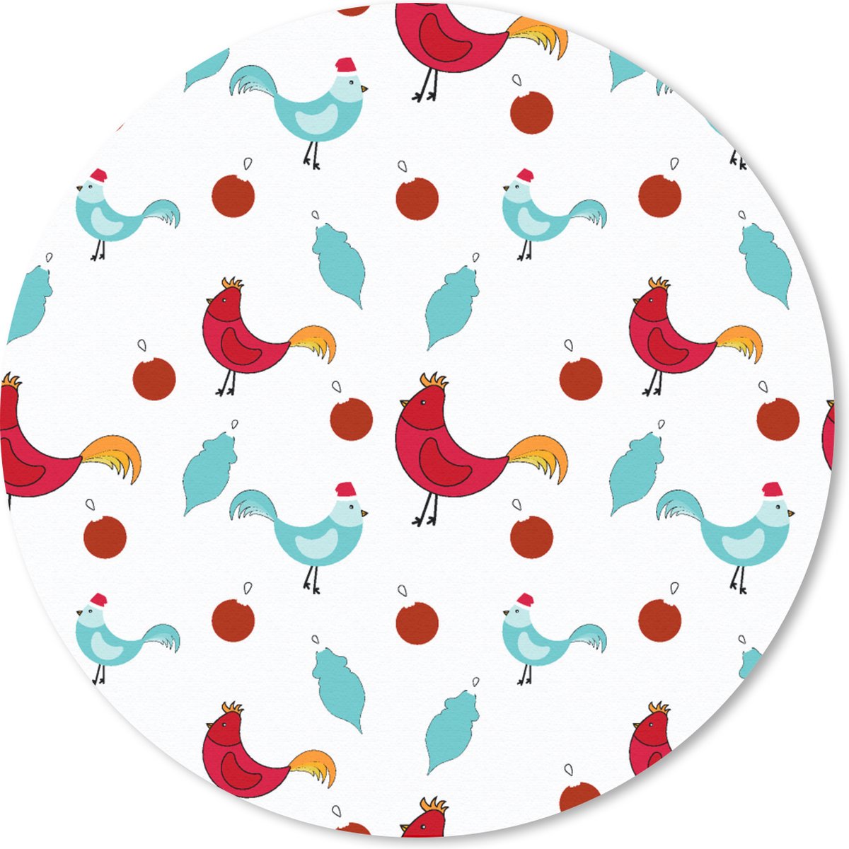 Muismat rond 30x30 cm - Mousepad Patronen - Dieren - Kip - Ronde muismatten