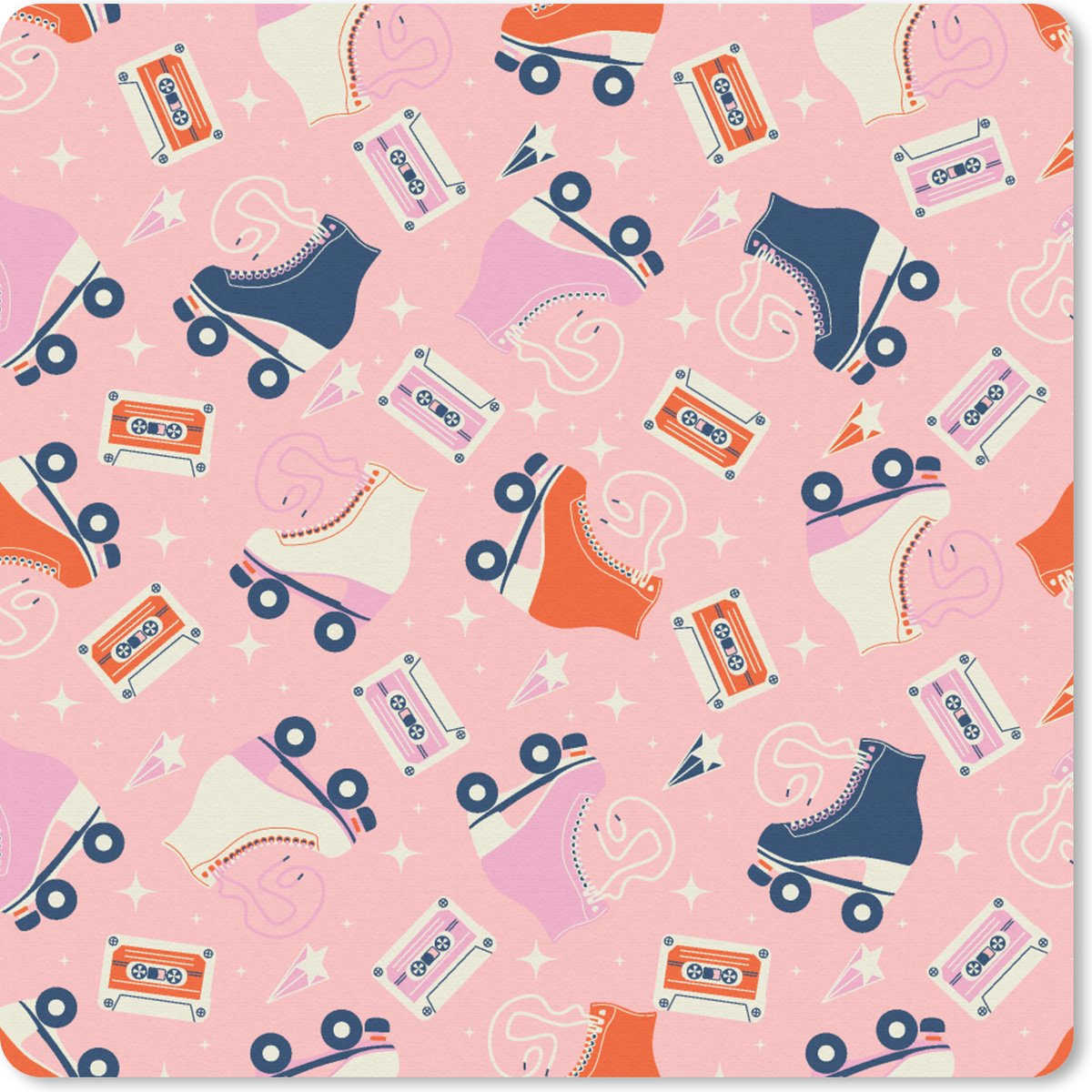 Muismat 20x20 cm - Mousepad Retro - Skeelers - Patronen - Cassette - Muismatten