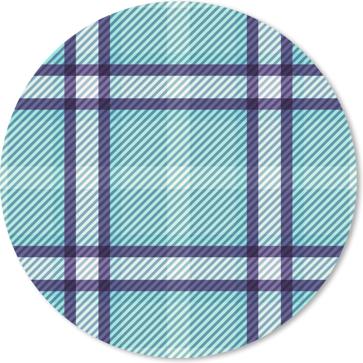 Muismat rond 20x20 cm - Mousepad Plaid - Blauw - Patronen - Schotse ruit - Ronde muismatten