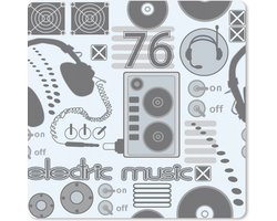 Muismat 20×20 cm – Mousepad DJ – Koptelefoon – Vintage – Tekening – Design – Muismatten