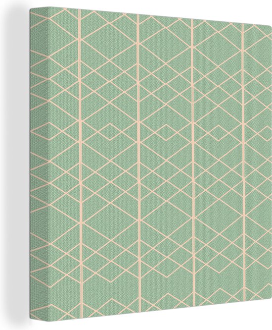 Motifs de peinture sur toile - Ligne - Vert - 90x90 cm - Décoration murale