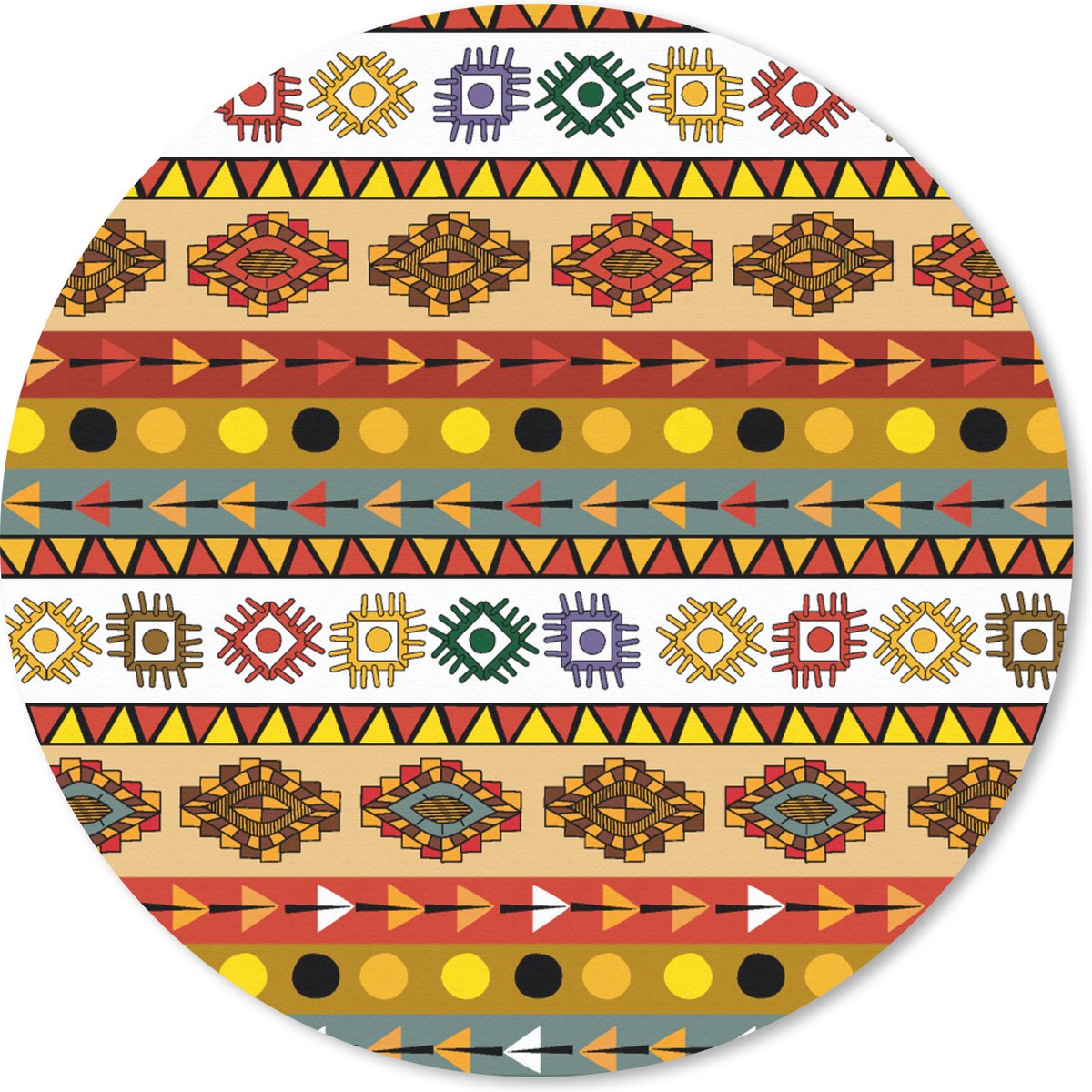 Muismat rond 30x30 cm - Mousepad Maya - Patroon - Latijns Amerika - Ronde muismatten