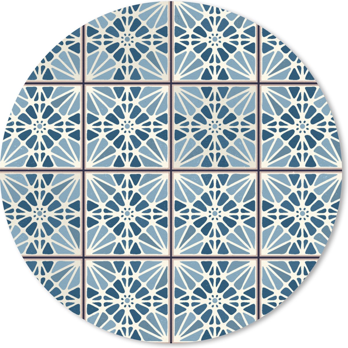 Muismat rond 40x40 cm - Mousepad Blauw - Patronen - Tegels - Ronde muismatten