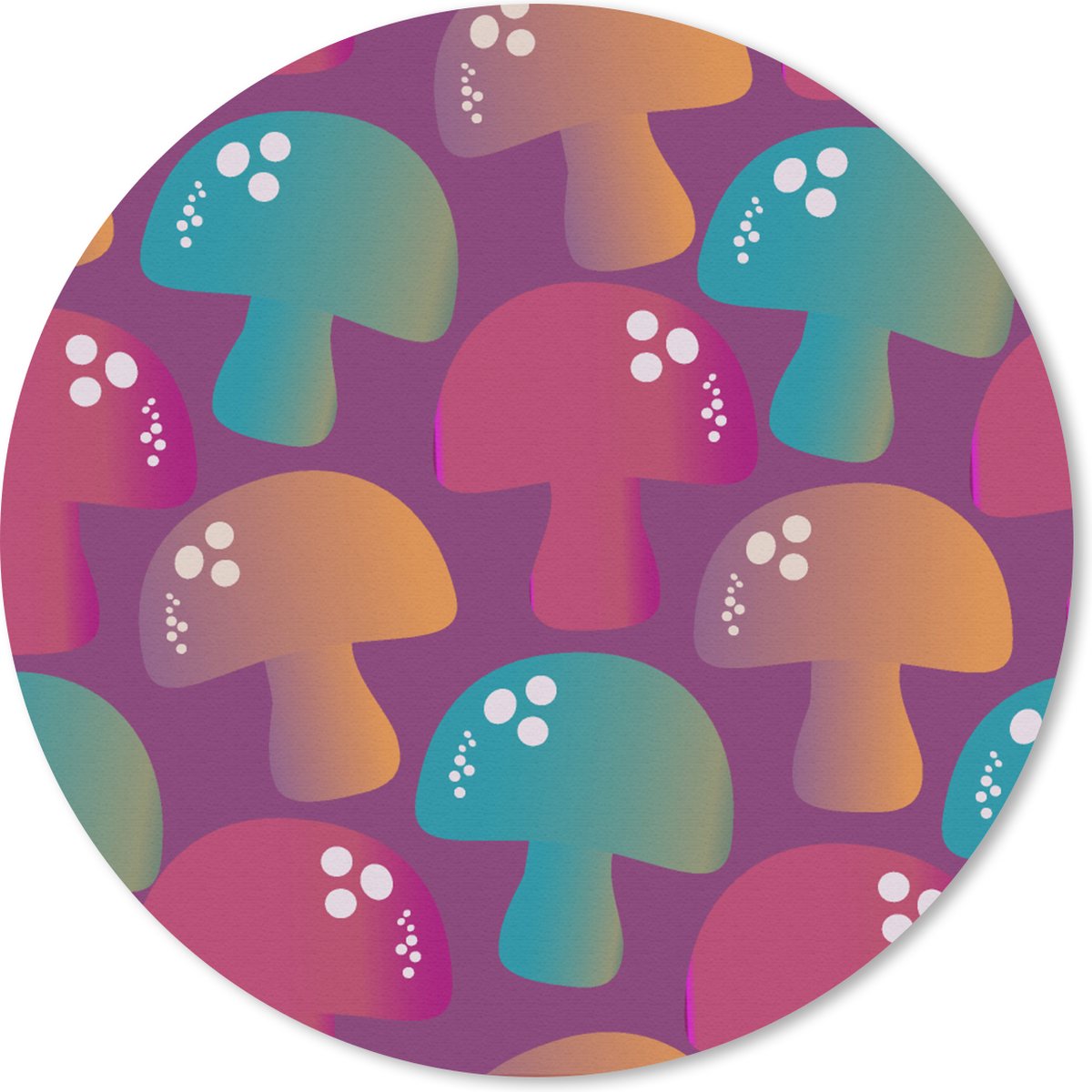 Muismat rond 30x30 cm - Mousepad Mushroom - Patronen - Regenboog - Ronde muismatten