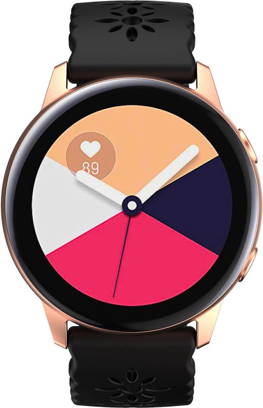 Strap-it Smartwatch strap 20mm - bracelet en silicone avec motif adapté pour Samsung Galaxy Watch 5 & 5 Pro / Watch 4 & 4 Classic / Watch 3 41mm / Galaxy Watch 42mm / Galaxy Watch Active & Active2 / Gear Sport - noir