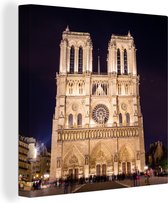 Notre Dame le soir toile 2cm 90x90 cm - Tirage photo sur toile (Décoration murale salon / chambre)