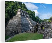 Canvas Schilderij Piramide van Palenque Mexico fotoprint - 30x20 cm - Wanddecoratie