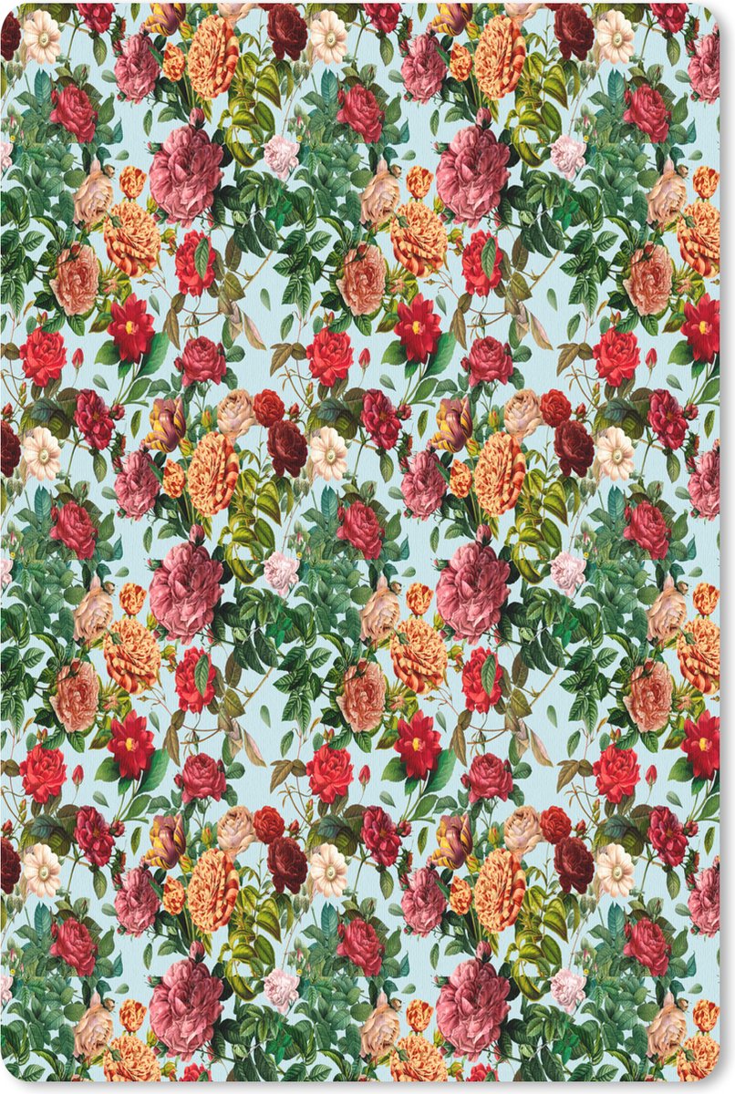 Muismat - Mousepad - Bloemen - Rood - Patronen - 18x27 cm - Muismatten