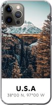 Coque de téléphone compatible avec iPhone 13 Pro - Amérique - Montagnes - Arbres - Coque en Siliconen