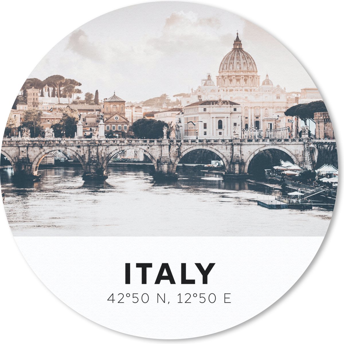 Muismat rond 30x30 cm - Mousepad Rome - Italië - Zomer - Skyline - Water - Ronde muismatten