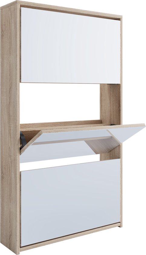 FD Furniture - Spaanplaat - Eikenbruine - 2 Laden - 4 Planken Kast~394480~~houttype Materiaal~23559707~~kleurtint~23601225~~merk~16126783