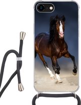 Coque avec cordon iPhone 8 - Paarden - Animaux - Sable - Siliconen - Bandoulière - Coque arrière avec cordon - Coque téléphone avec cordon - Coque avec corde