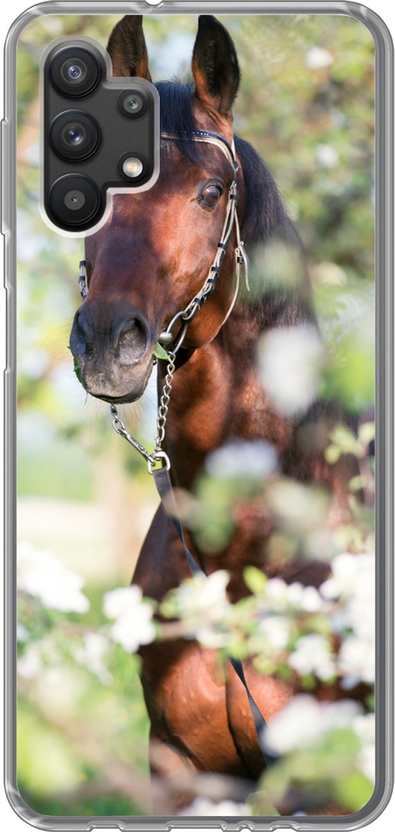 Telefoonhoesje Geschikt voor Samsung Galaxy A32 5G hoesje - Paarden - Bloesem - Lente - Dieren - Siliconen Telefoonhoesje Telefoonhoesje