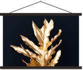 Posterhanger incl. Poster 120x80 cm - Schoolplaat - Bladeren - Goud - Herfst - Natuur - Luxe - Textielposter - Zwarte latten