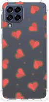 Hippe Hoesje Geschikt voor Samsung Galaxy M53 Smartphone hoesje met doorzichtige rand Hearts