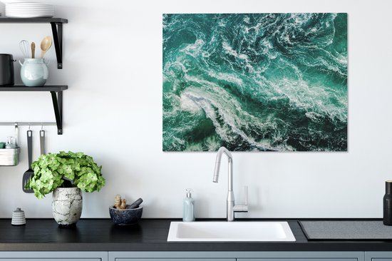 Canvas schilderij 80x60 cm - Wanddecoratie Oceaan - Water - Zee - Luxe - Groen - Turquoise - Muurdecoratie woonkamer - Slaapkamer decoratie - Kamer accessoires - Schilderijen op canvas