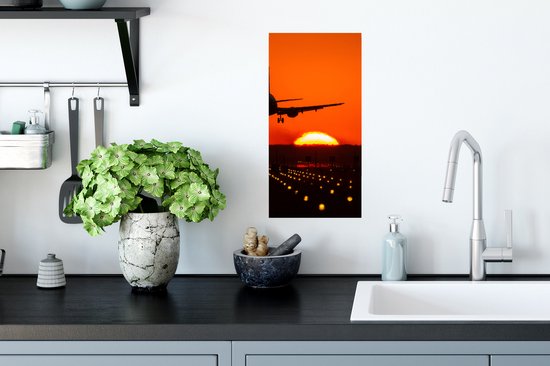 Affiche Sunset - Avion - Oranje - Soleil - 20x40 cm