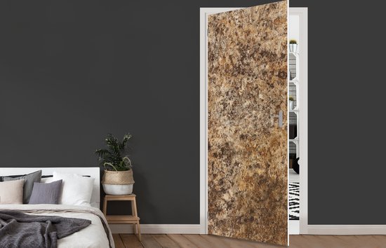 Deurposter 90x215 cm - Deursticker Graniet - Design - Structuur - Steen - Bruin - Meubelfolie zelfklevend - Deurfolie woonkamer - Interieurfolie fotobehang - Deur plakfolie - Deurstickers - Deurbehang sticker - Kamer decoratie