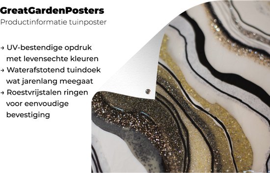 Tuinposter 50x50 cm - Tuindecoratie Edelsteen - Abstract - Marmer - Natuur - Poster voor in de tuin - Buiten decoratie - Schutting tuinschilderij - Tuindoek muurdecoratie - Wanddecoratie balkondoek