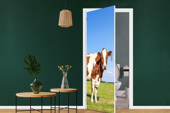 Deursticker Koeien - Boerderij - Gras- Natuur - Dieren - 80x205 cm - Deurposter