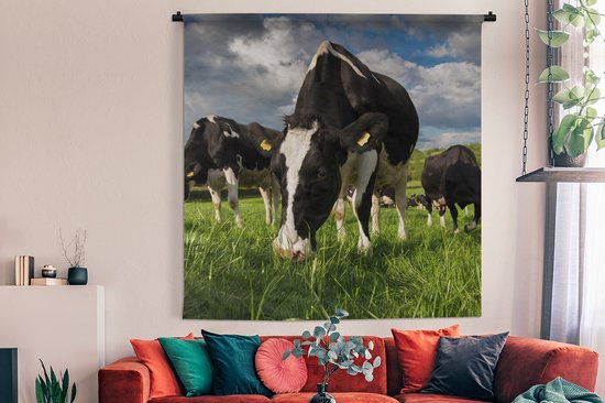 Tapisserie - Tapisserie - Vaches - Animaux - Herbe - Pâturage - Ferme - 180x180 cm - Tapisserie