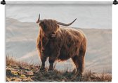 Tapisserie - Tissu mural - Highlander écossais - Animaux - Rural - Paysage - Vache - Nature - 180x135 cm - Tapisserie