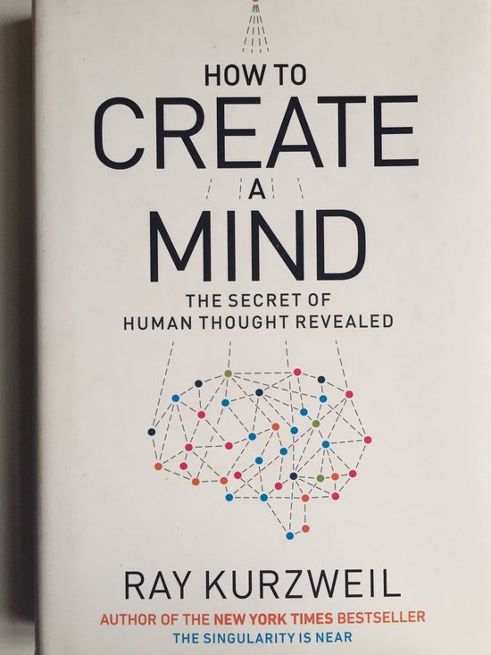 Boek "How to Create a Mind" door Ray Kurzweil met een abstract netwerkdiagram.