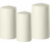 Set van 3x stuks ivoor witte stompkaarsen 10-12-15 cm met diameter 6 cm - Sfeer kaarsen voor binnen