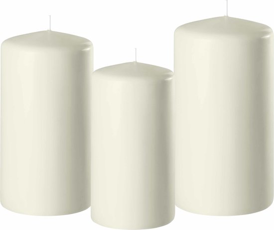Set de 3 bougies pilier blanc ivoire 10-12-15 cm diamètre 6 cm - Bougies  d'ambiance... | bol.com