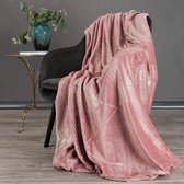 Oneiro’s Luxe Plaid GINKO Type 1 roze - 150 x 200 cm - wonen - interieur - slaapkamer - deken – cosy – fleece - sprei