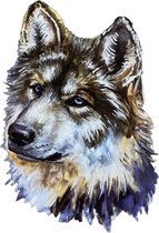 Wolf Wolfshond Strijk Applicatie Bruin 18 cm / 25 cm / Bruin Beige Grijs