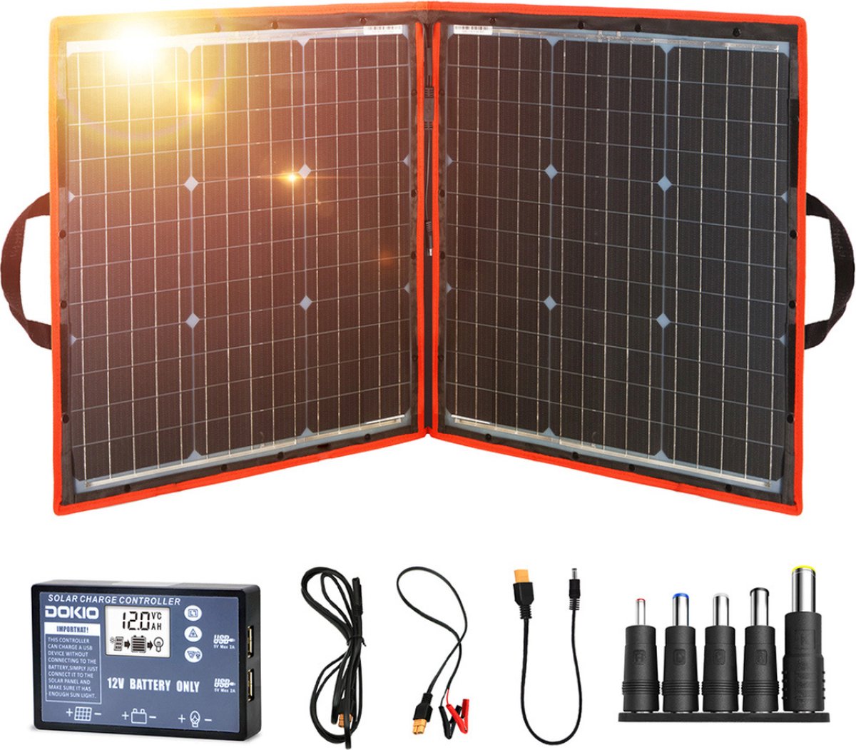 Opvouwbaar Zonnepaneel – Draagbaar Zonnepaneel – Mobiel Zonnepaneel – Zonnepaneel Camper – Zonnepaneel set – Zonnepaneel Powerbank –100W