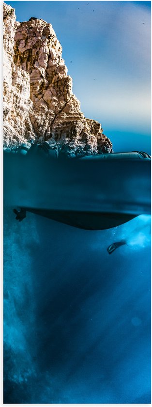 WallClassics - Poster (Matte) - Plongeur sous Water - 40x120 cm Photo sur Papier Poster avec un Aspect Mat