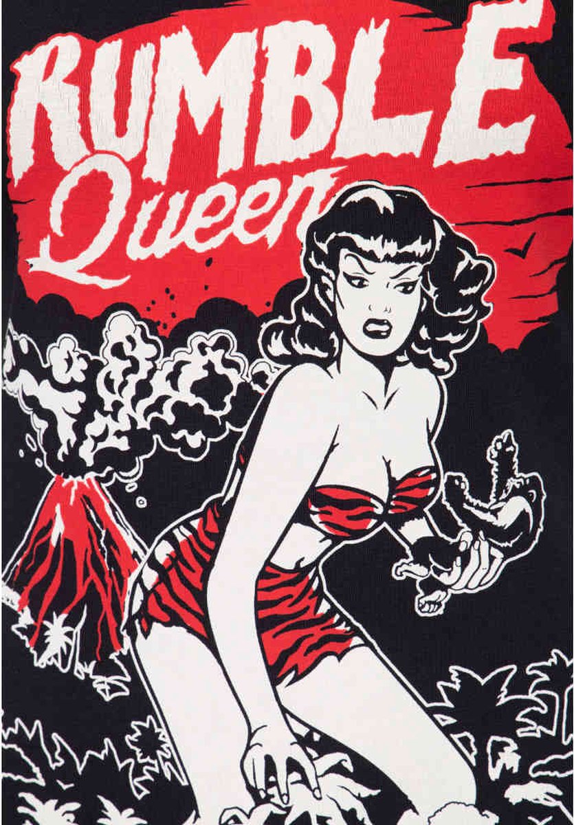 Camiseta Queen Kerosin Rockabilly - Corte Slim Mujer Camiseta Queen Kerosin Retro Años 50 Estampado Comic