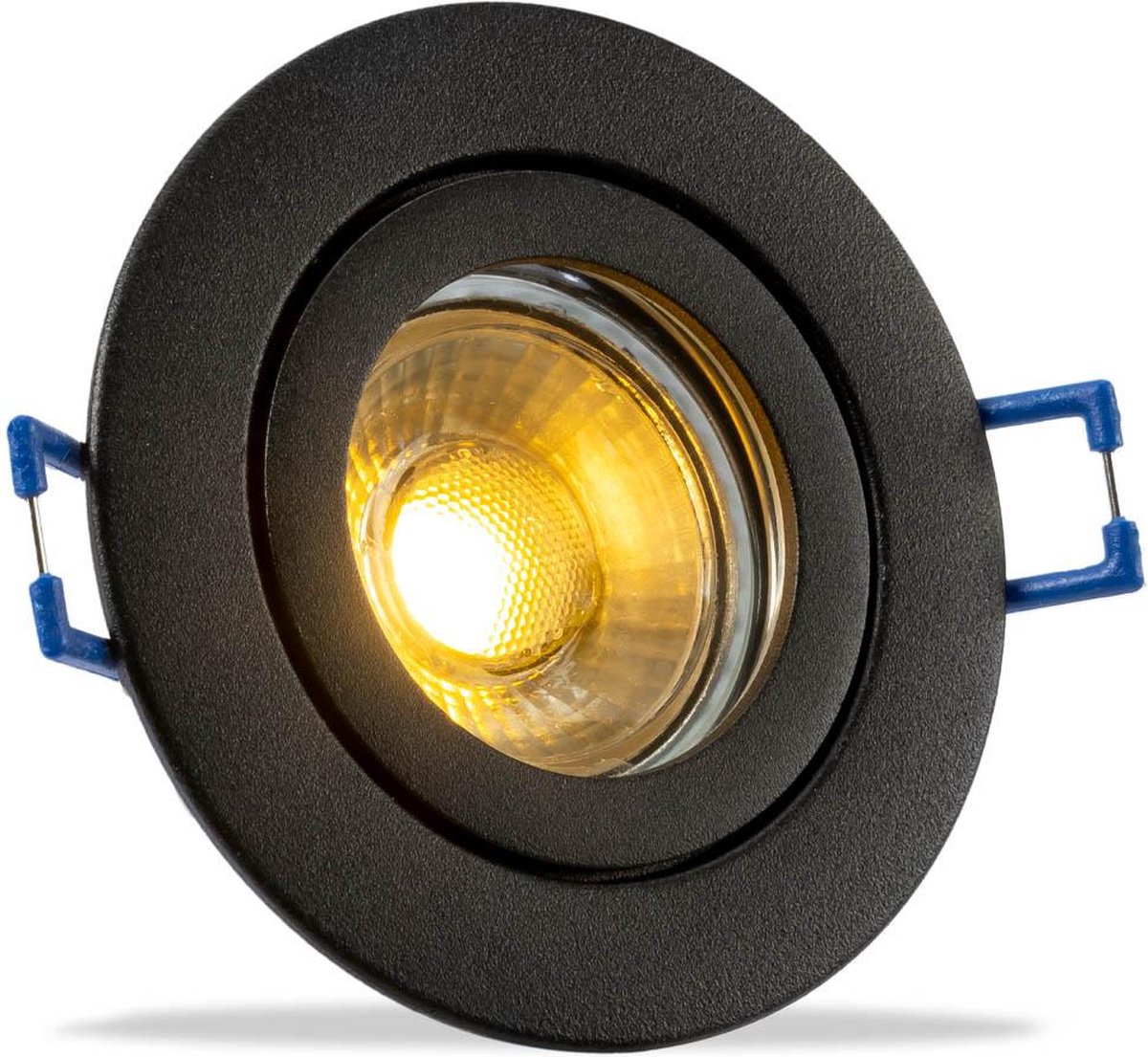 Ip44 Platte Led Inbouwspot Vivian - Badkamer Of Buiten - Ronde Spot - Zwart - Extra Warm Wit - 2700k